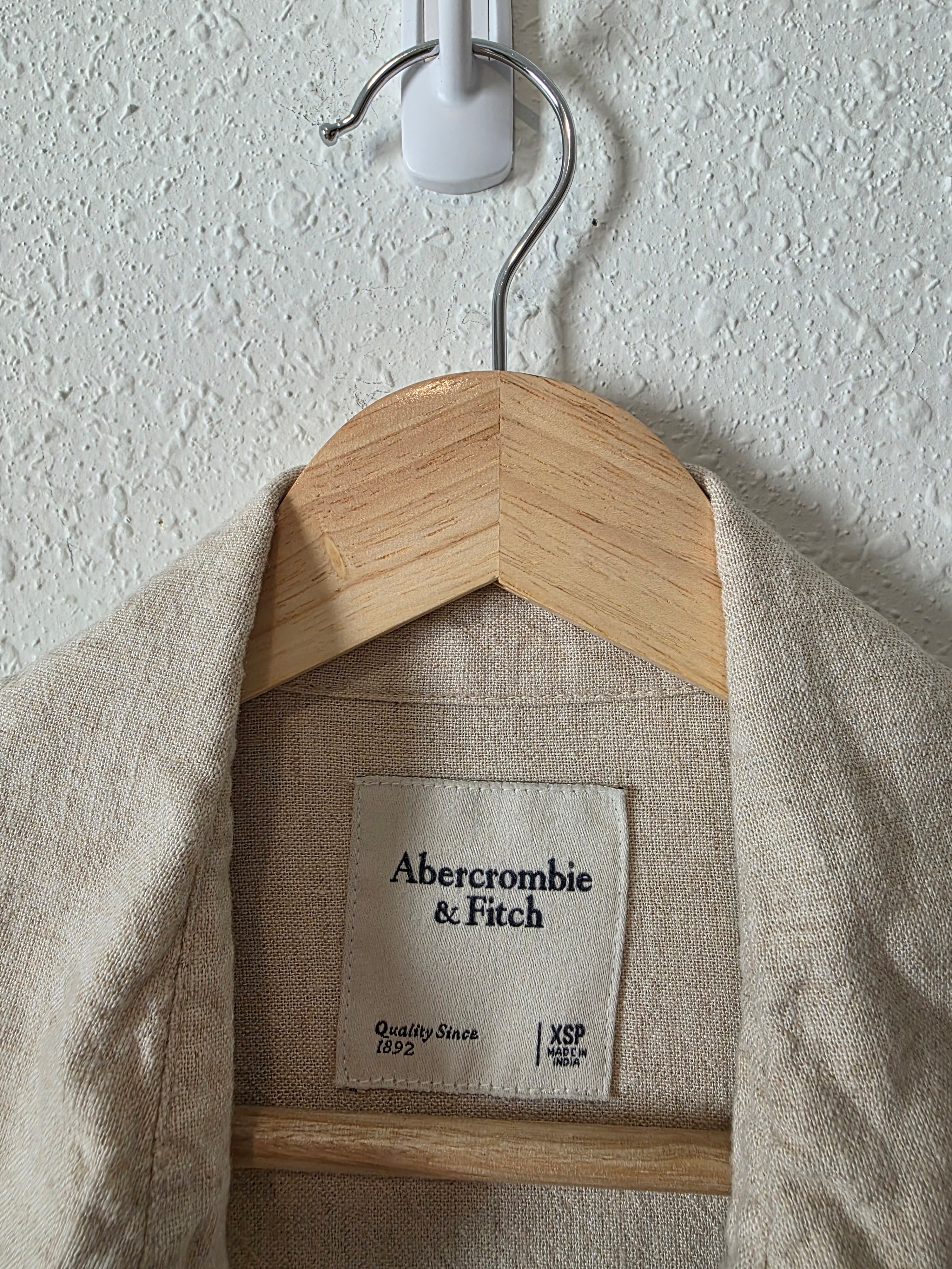 Abercrombie Oat Linen Blend Shirt Dress (XSP)
