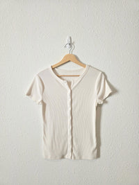 Abercrombie Ribbed Button Up Tee (S)