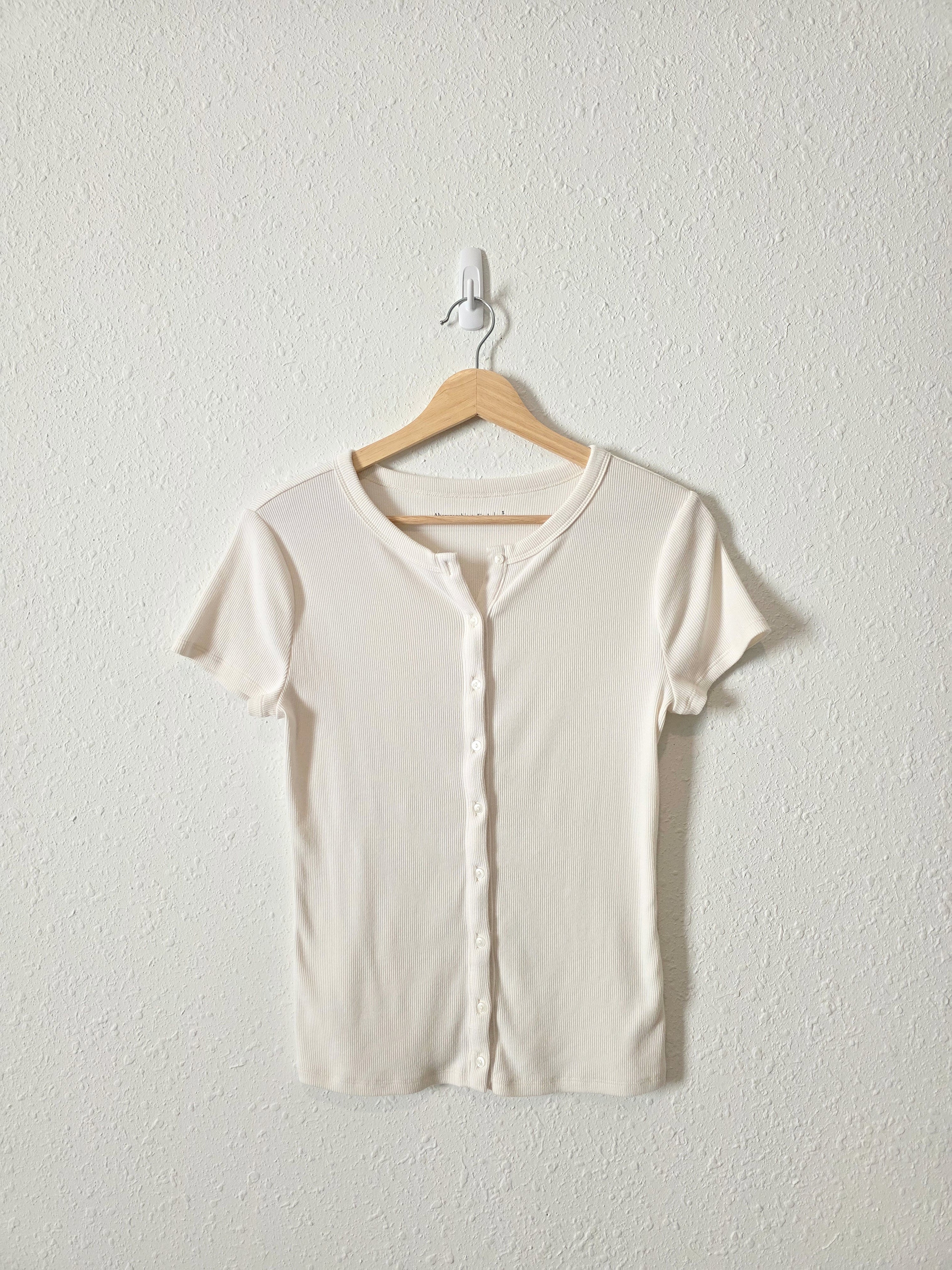 Abercrombie Ribbed Button Up Tee (S)