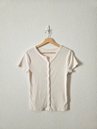 Abercrombie Ribbed Button Up Tee (S)