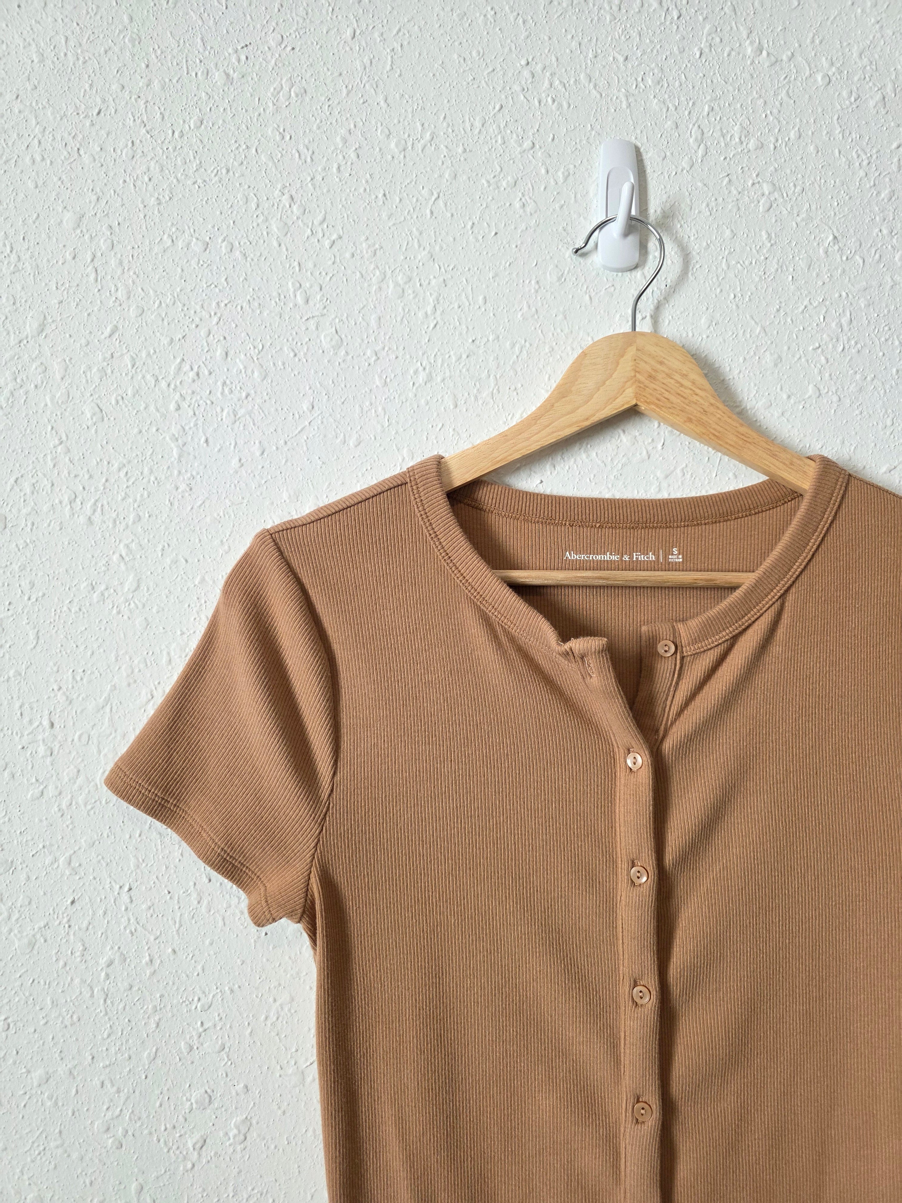 Abercrombie Brown Ribbed Tee (S)
