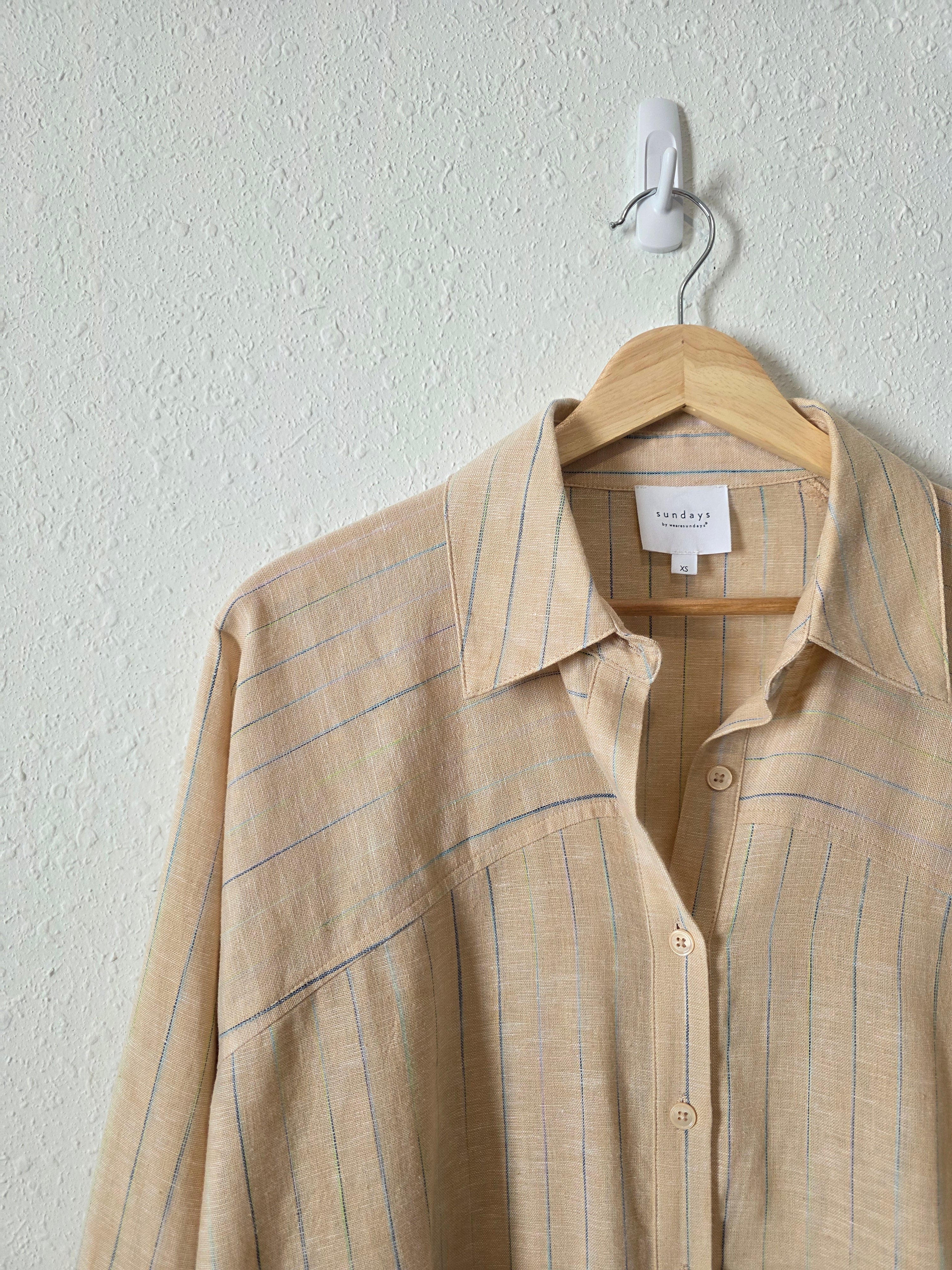 Sundays Oversized Cotton Linen Button Up (XS)