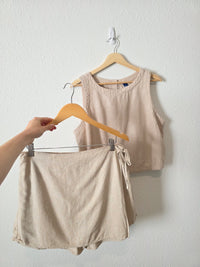 Linen Blend Skort Set (L)