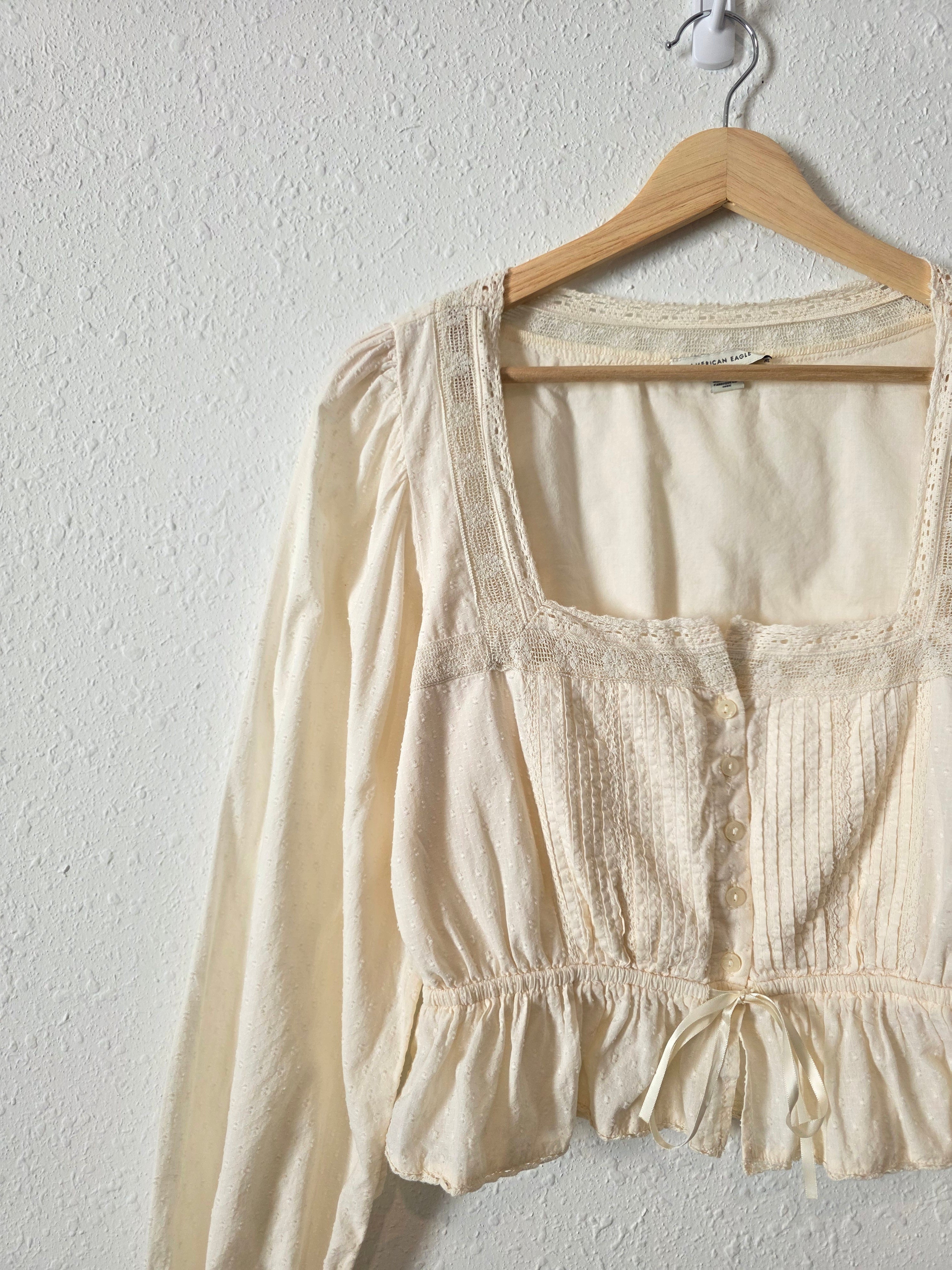 Cream Square Neck Blouse (S)