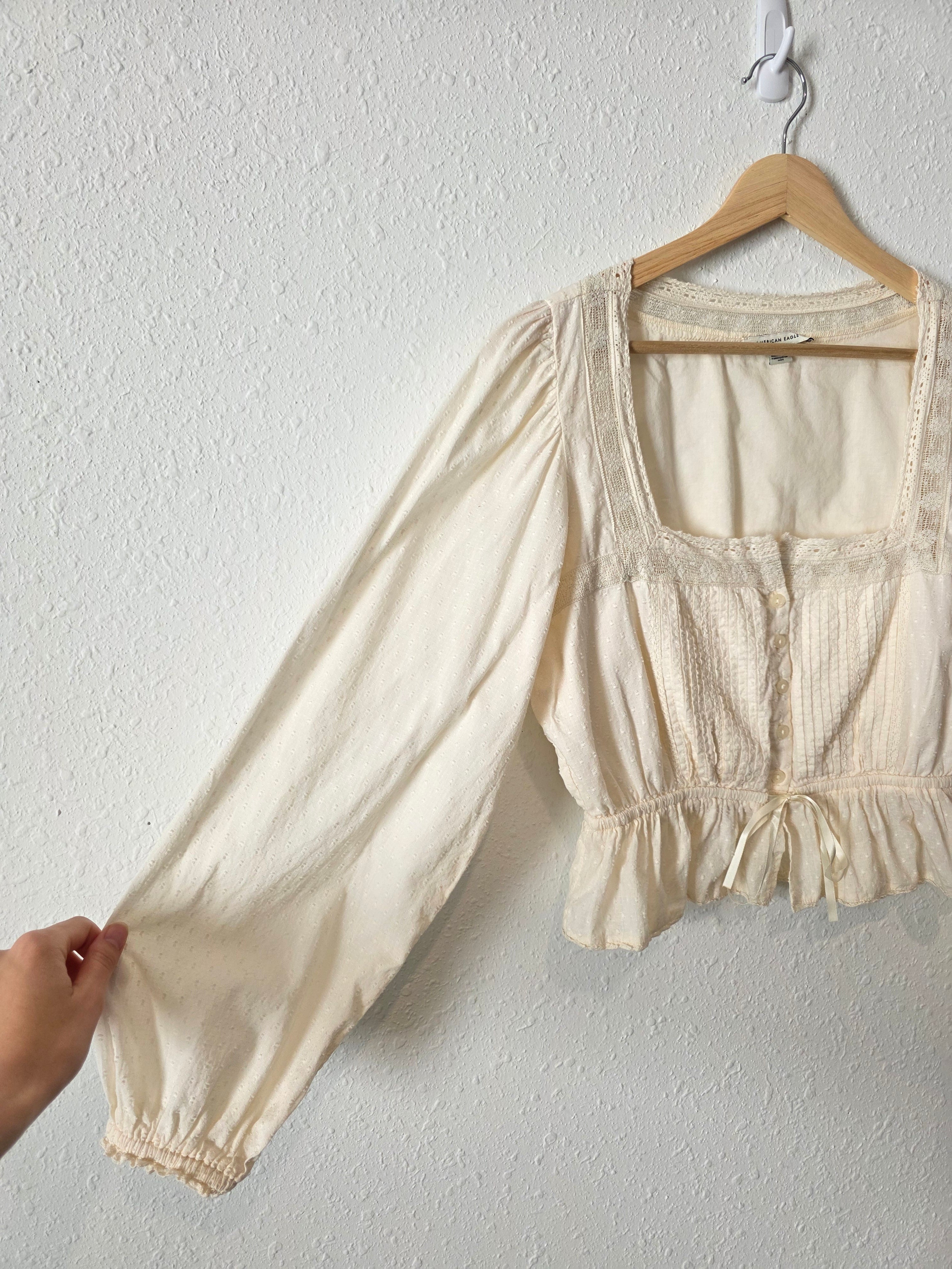 Cream Square Neck Blouse (S)