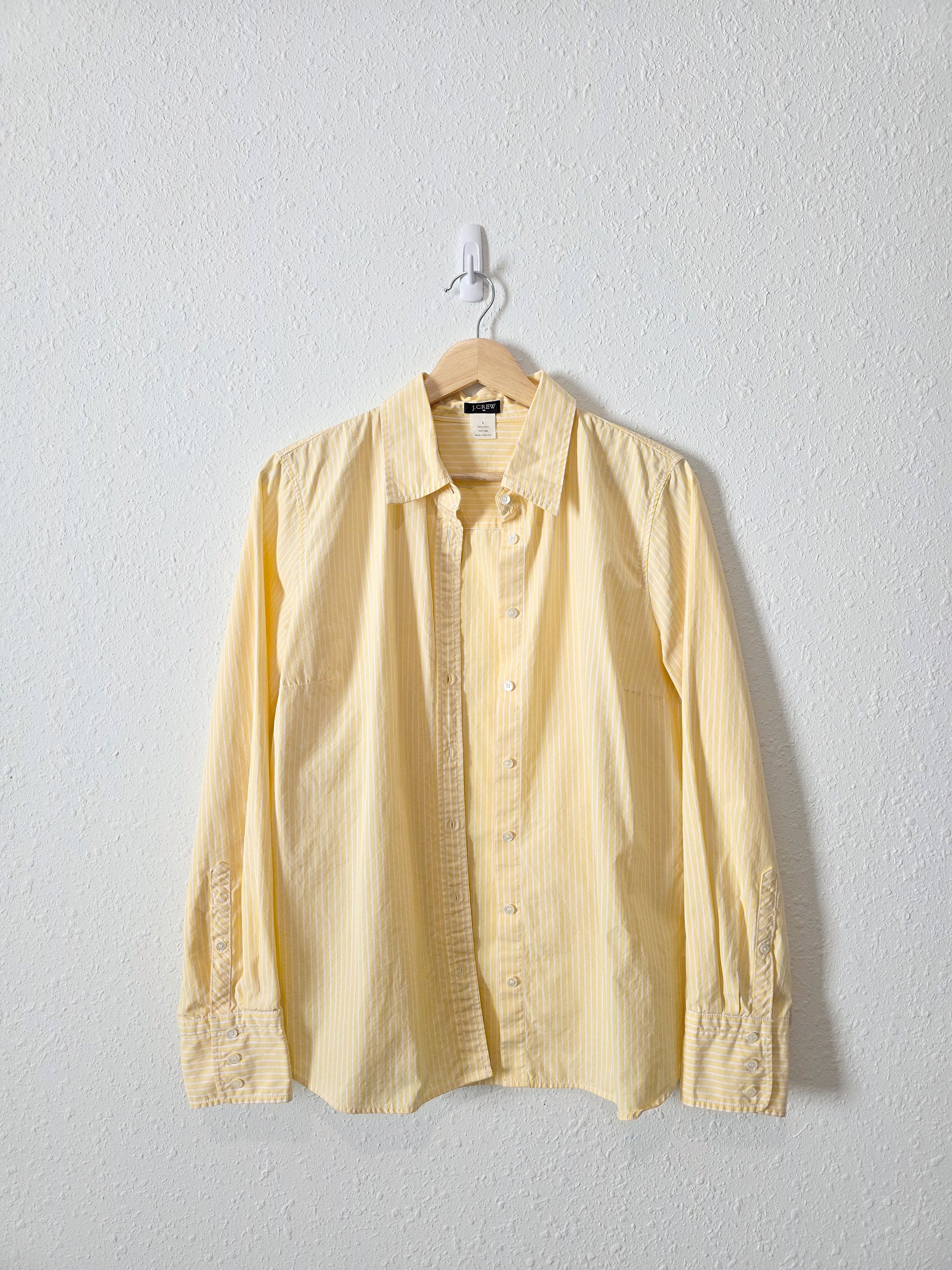 J.Crew Yellow Striped Cotton Button Up (L)