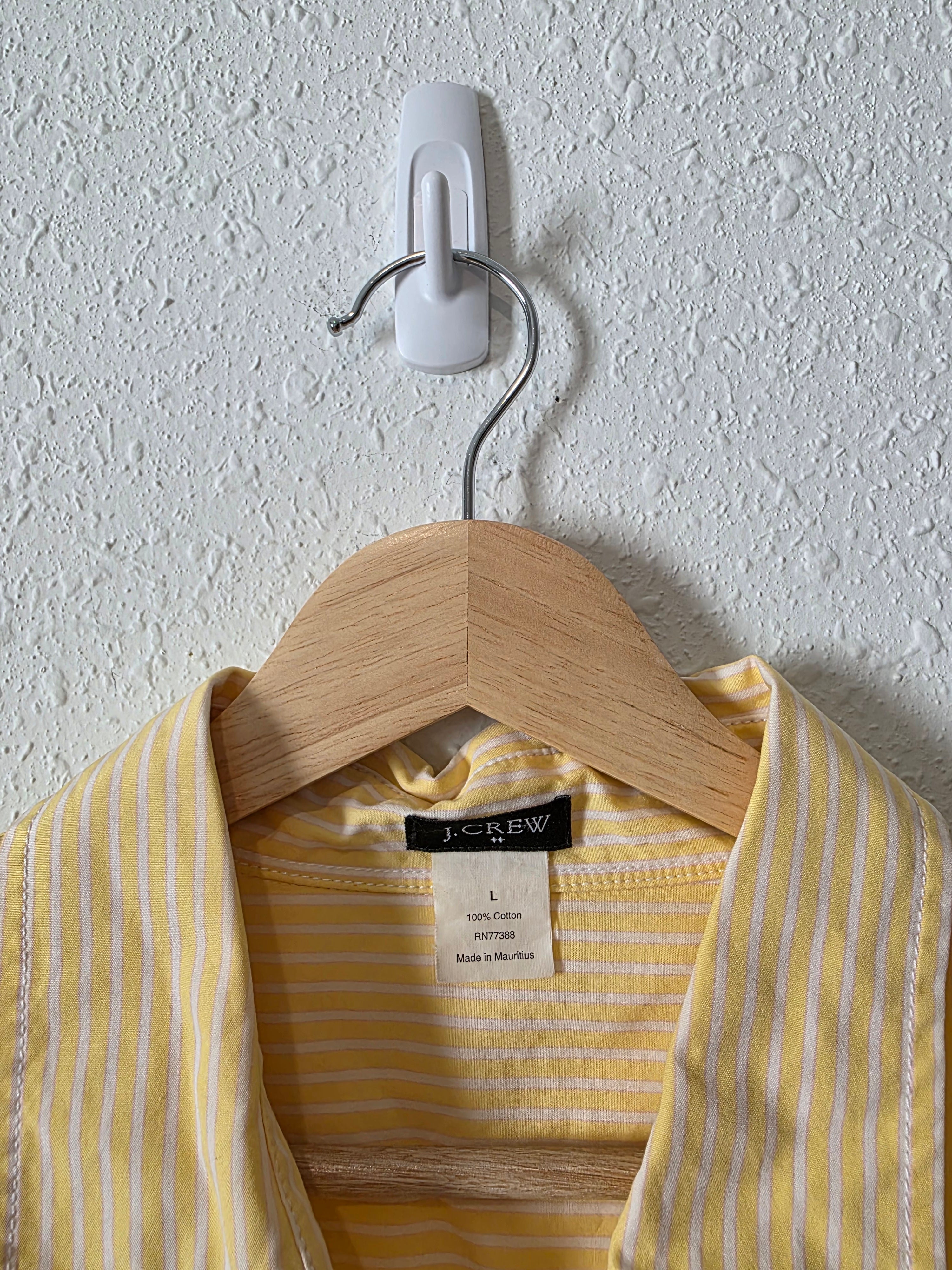 J.Crew Yellow Striped Cotton Button Up (L)