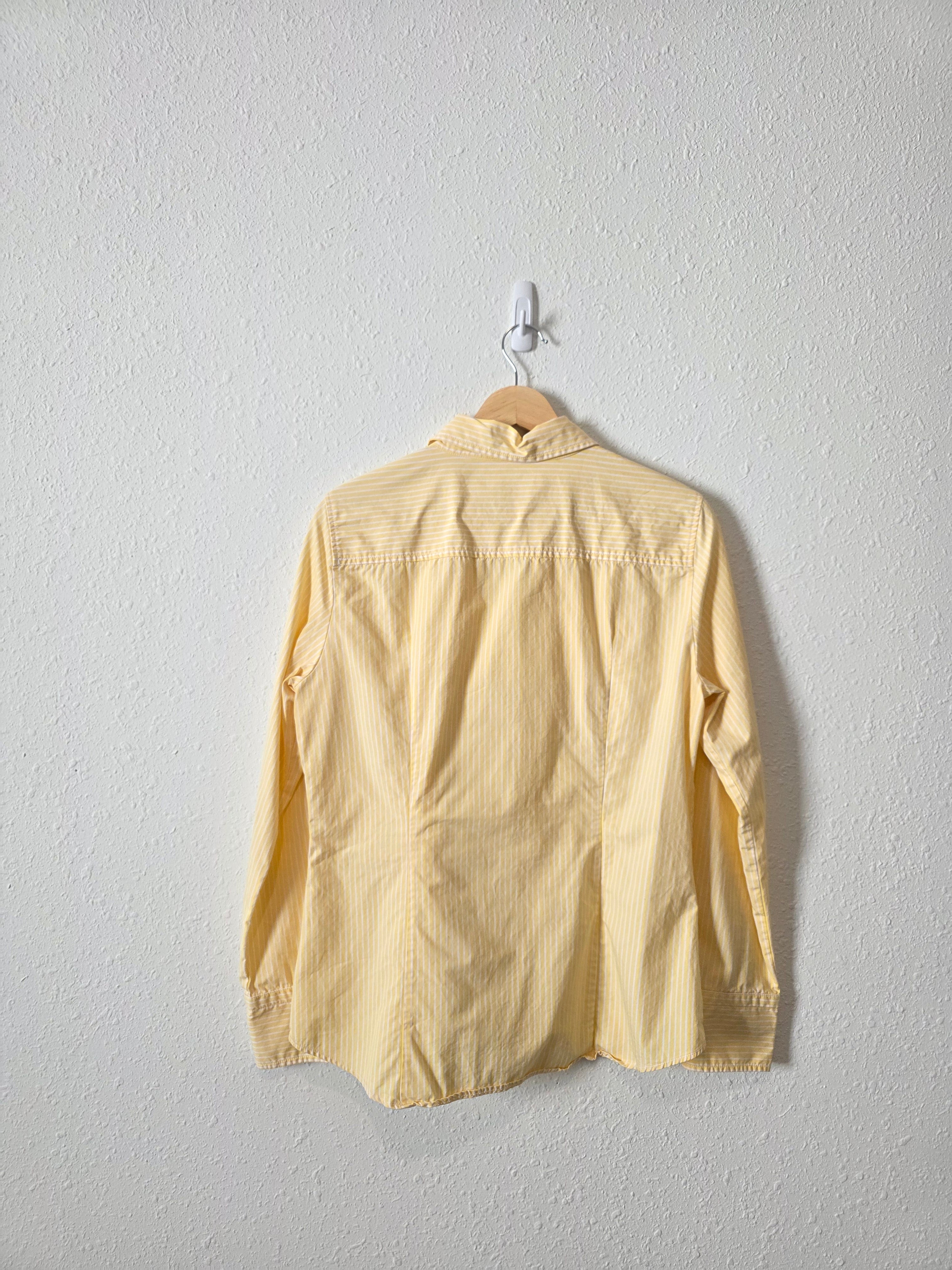 J.Crew Yellow Striped Cotton Button Up (L)