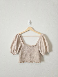 Cotton Smocked Crop Top (M)