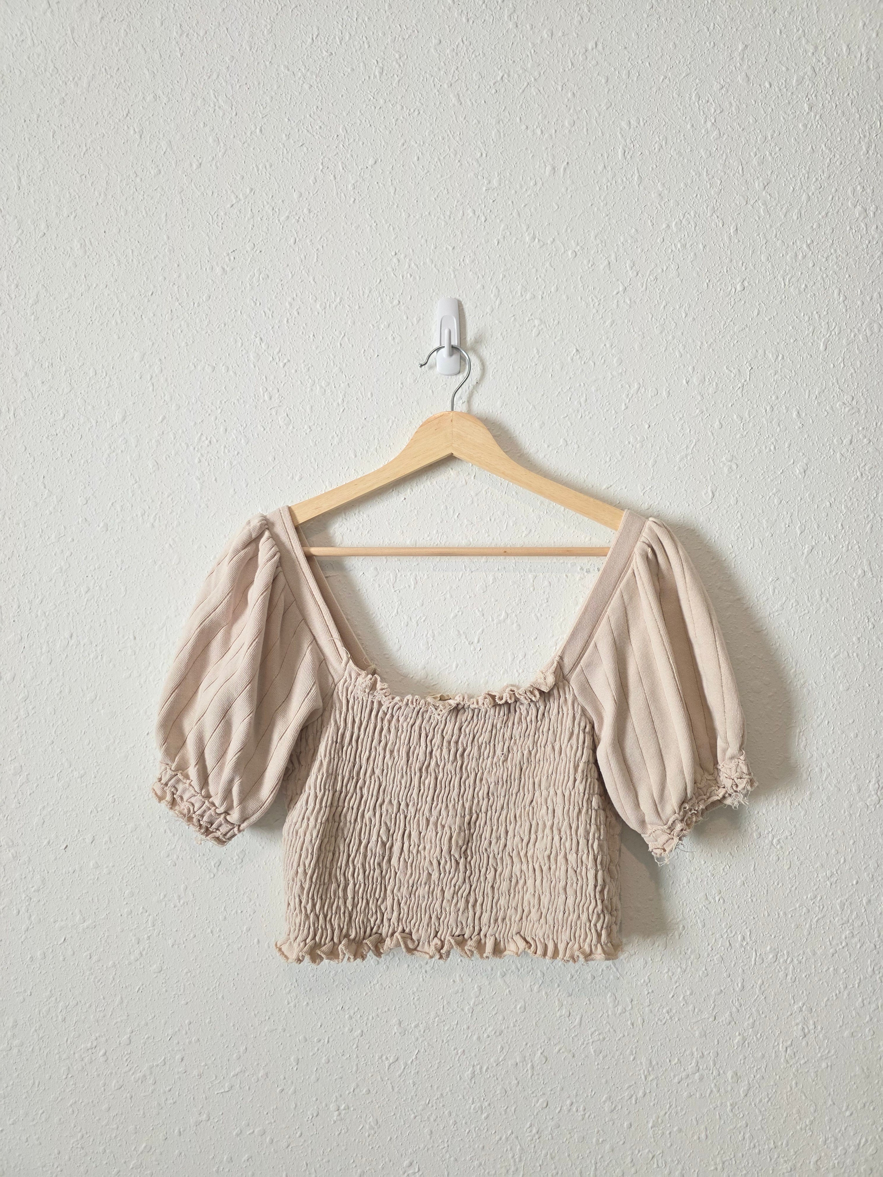Cotton Smocked Crop Top (M)