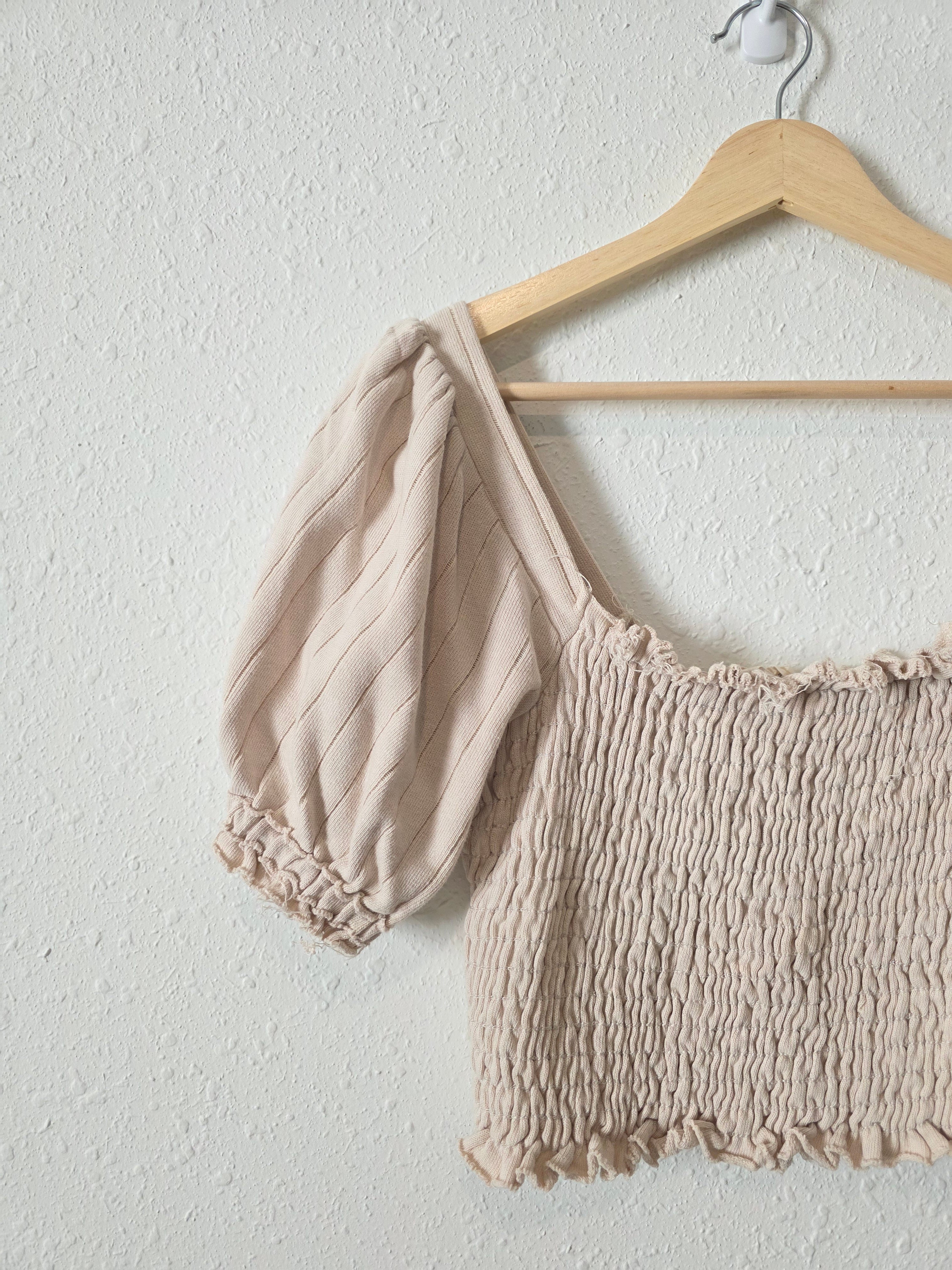 Cotton Smocked Crop Top (M)
