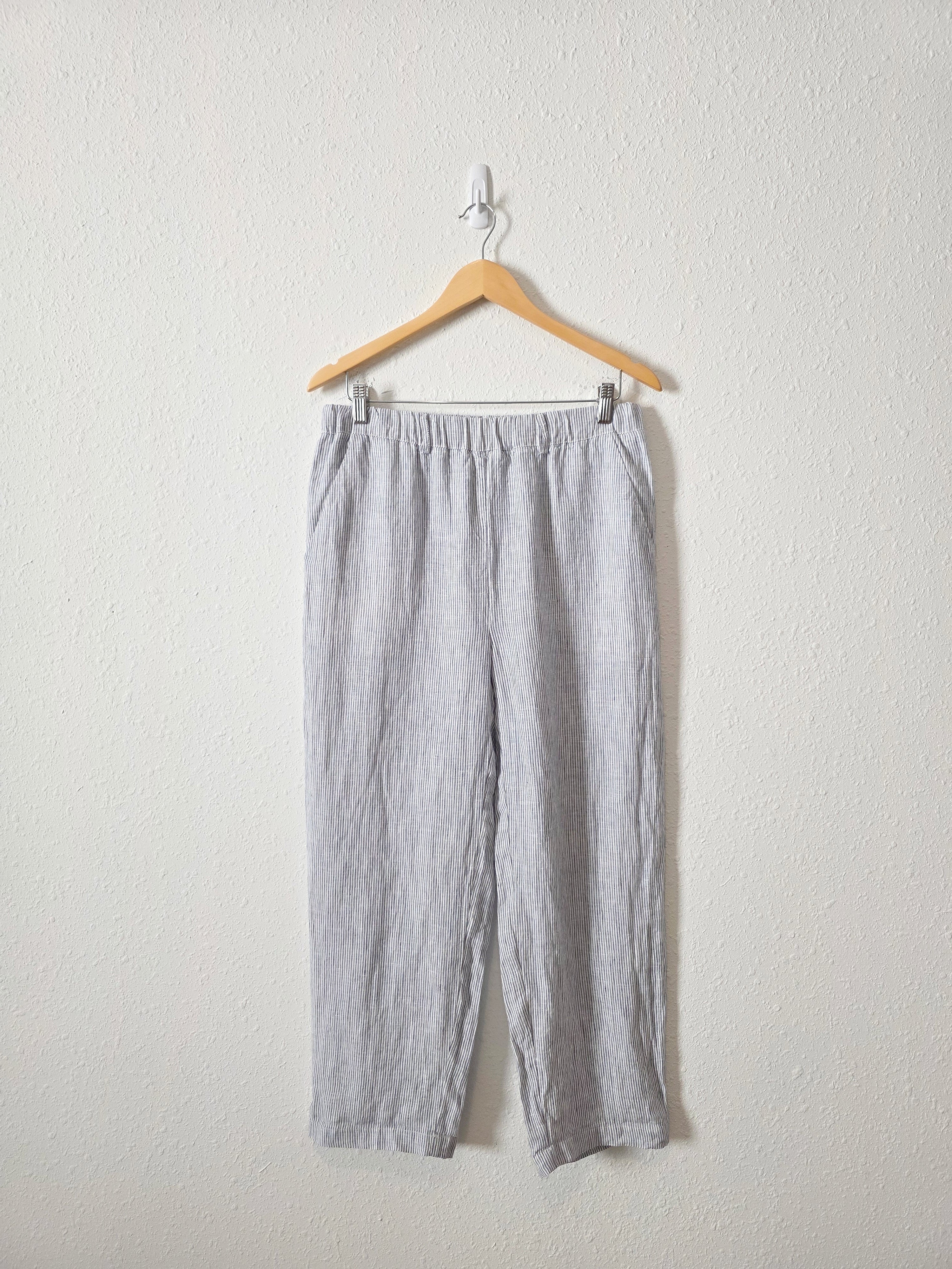 Quince Striped Linen Straight Pants (M)