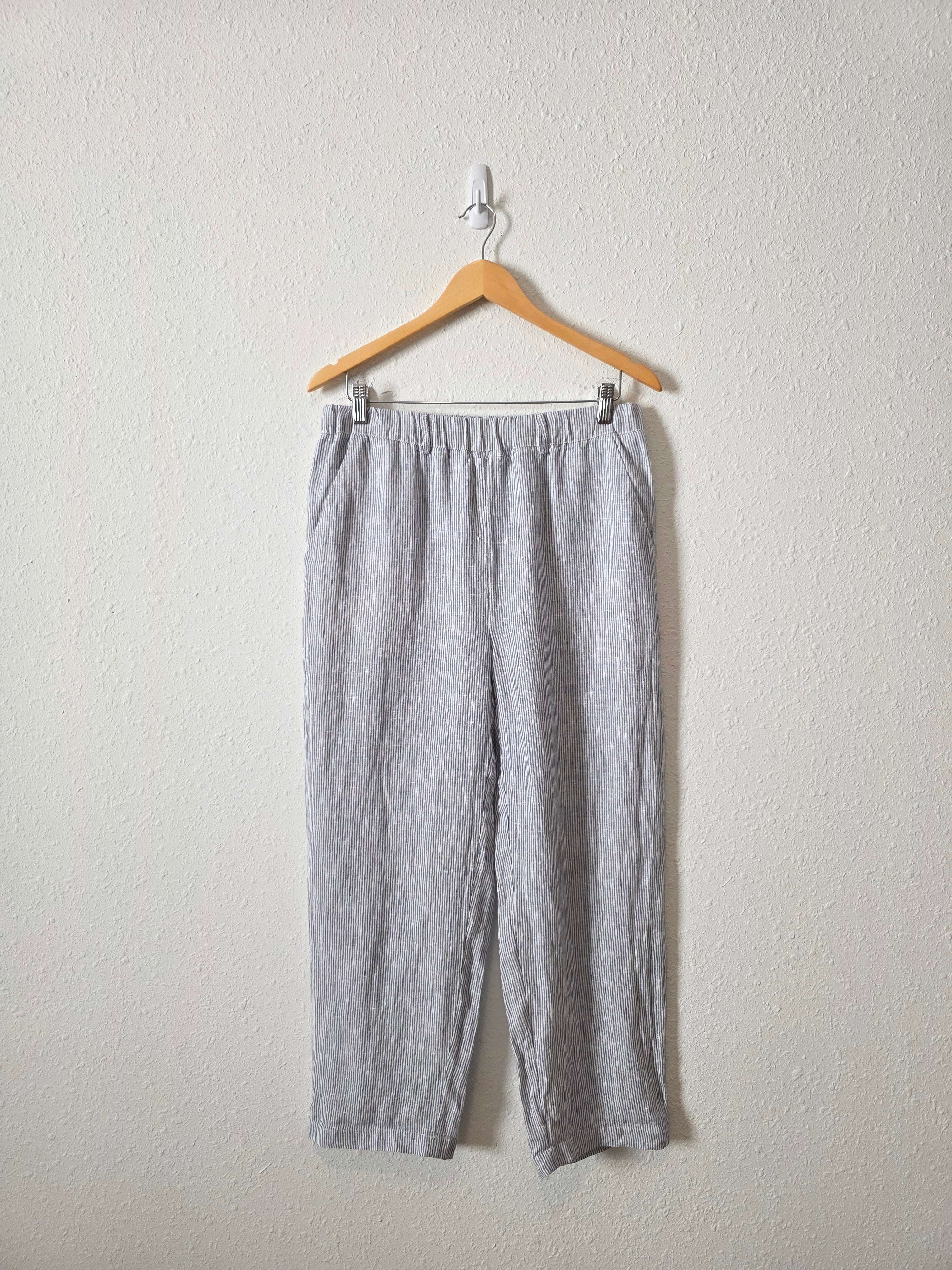 Quince Striped Linen Straight Pants (M)