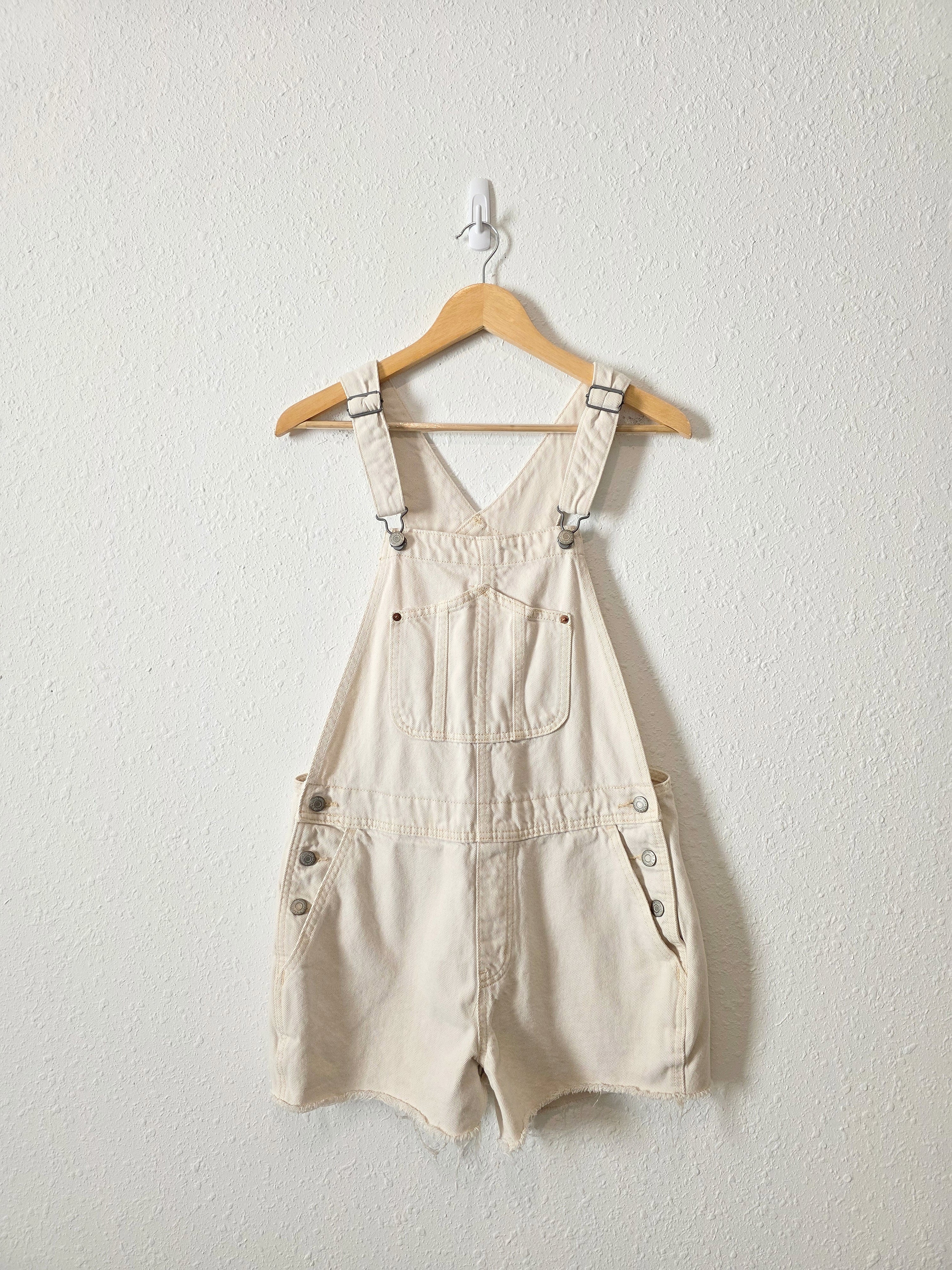Ecru Slouchy Denim Shortalls (M)