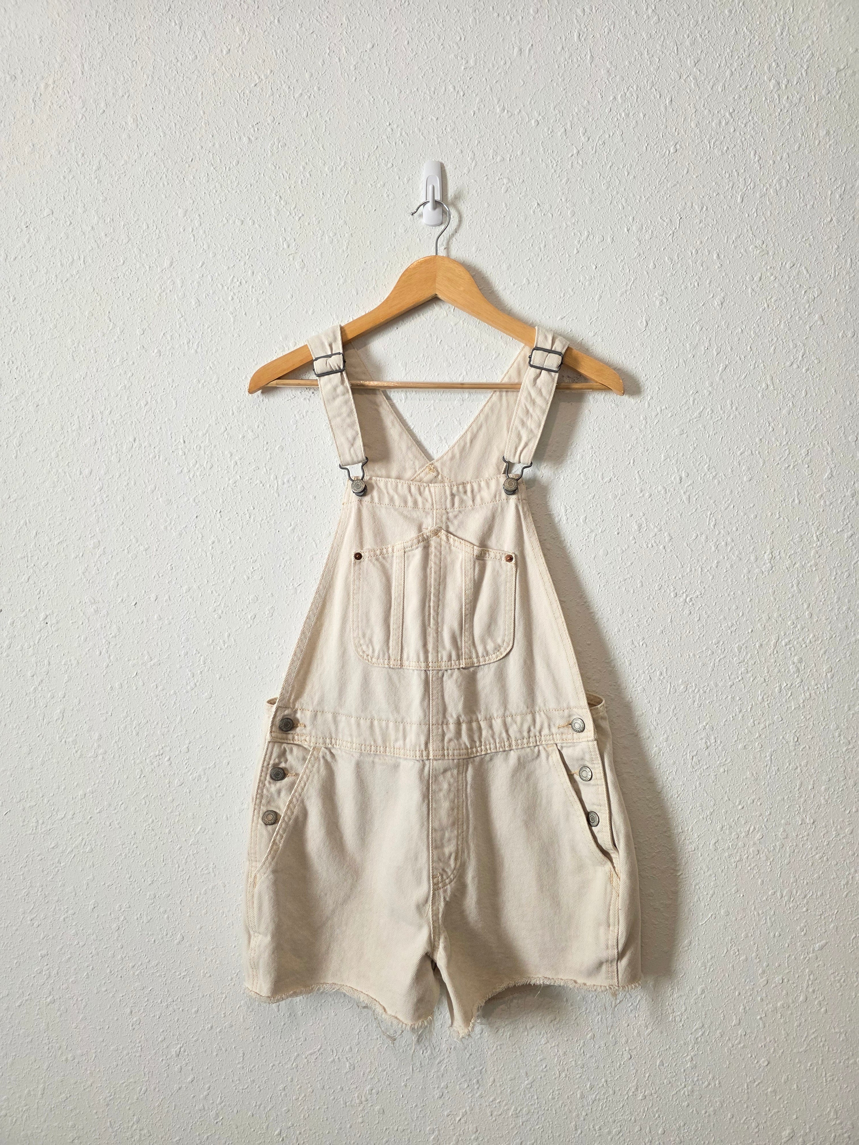 Ecru Slouchy Denim Shortalls (M)