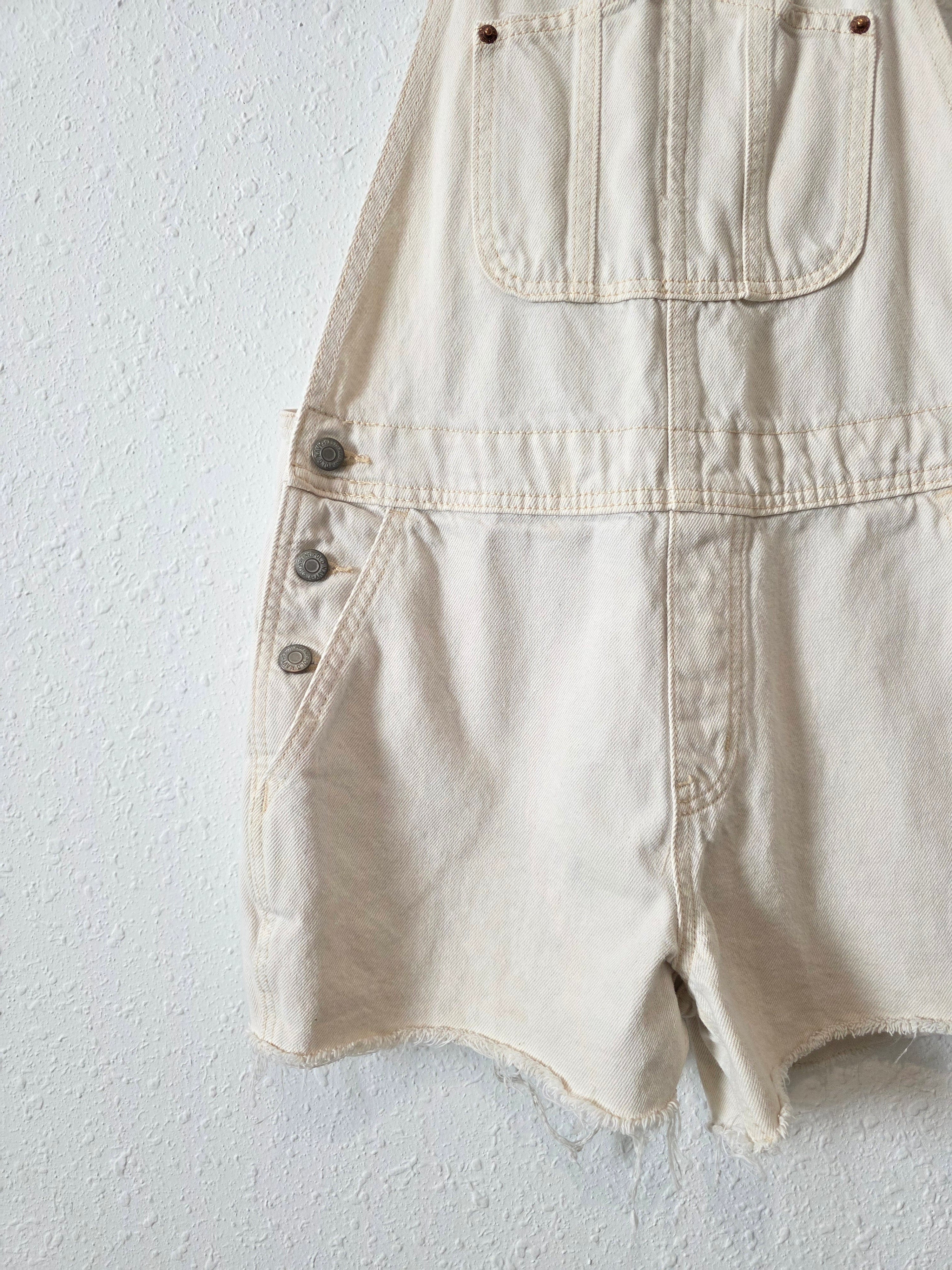 Ecru Slouchy Denim Shortalls (M)