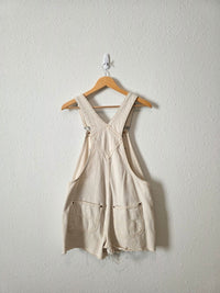 Ecru Slouchy Denim Shortalls (M)