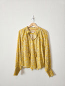 Anthropologie Floral Tasseled Blouse (S)