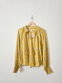 Anthropologie Floral Tasseled Blouse (S)