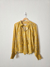 Anthropologie Floral Tasseled Blouse (S)