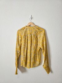 Anthropologie Floral Tasseled Blouse (S)
