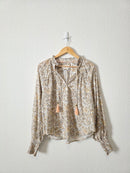 Anthropologie Floral Tasseled Blouse (S)