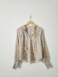 Anthropologie Floral Tasseled Blouse (S)