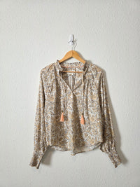 Anthropologie Floral Tasseled Blouse (S)