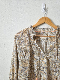 Anthropologie Floral Tasseled Blouse (S)