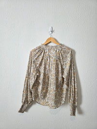 Anthropologie Floral Tasseled Blouse (S)