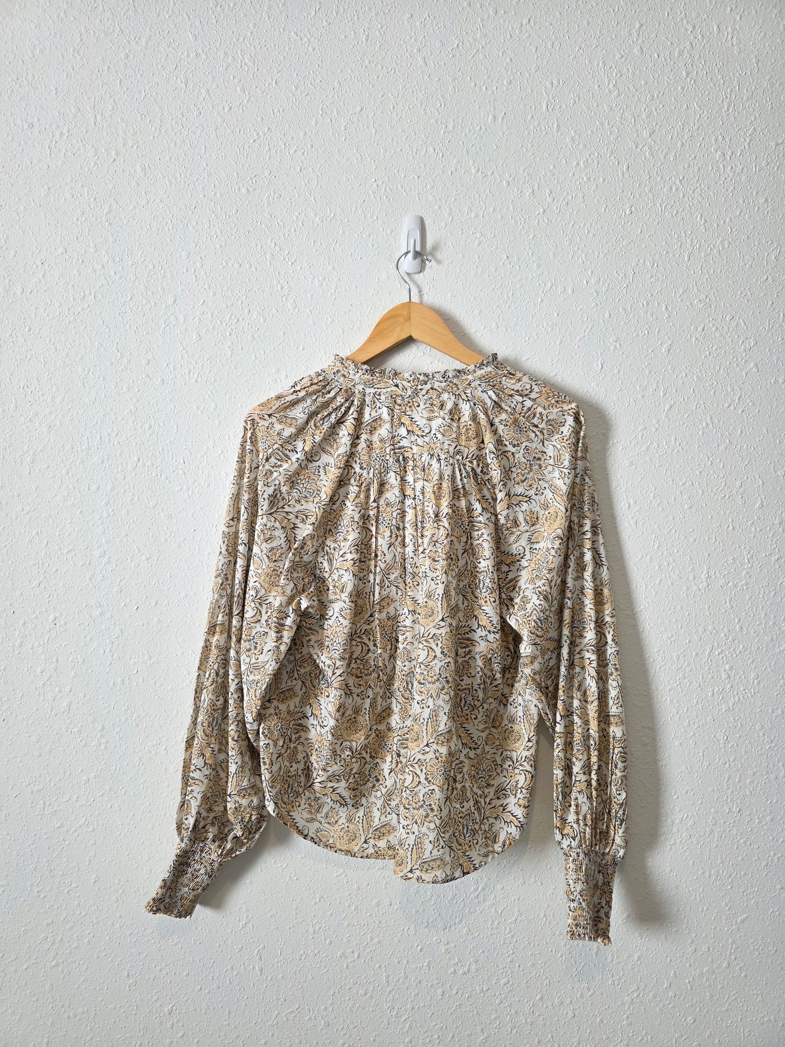 Anthropologie Floral Tasseled Blouse (S)