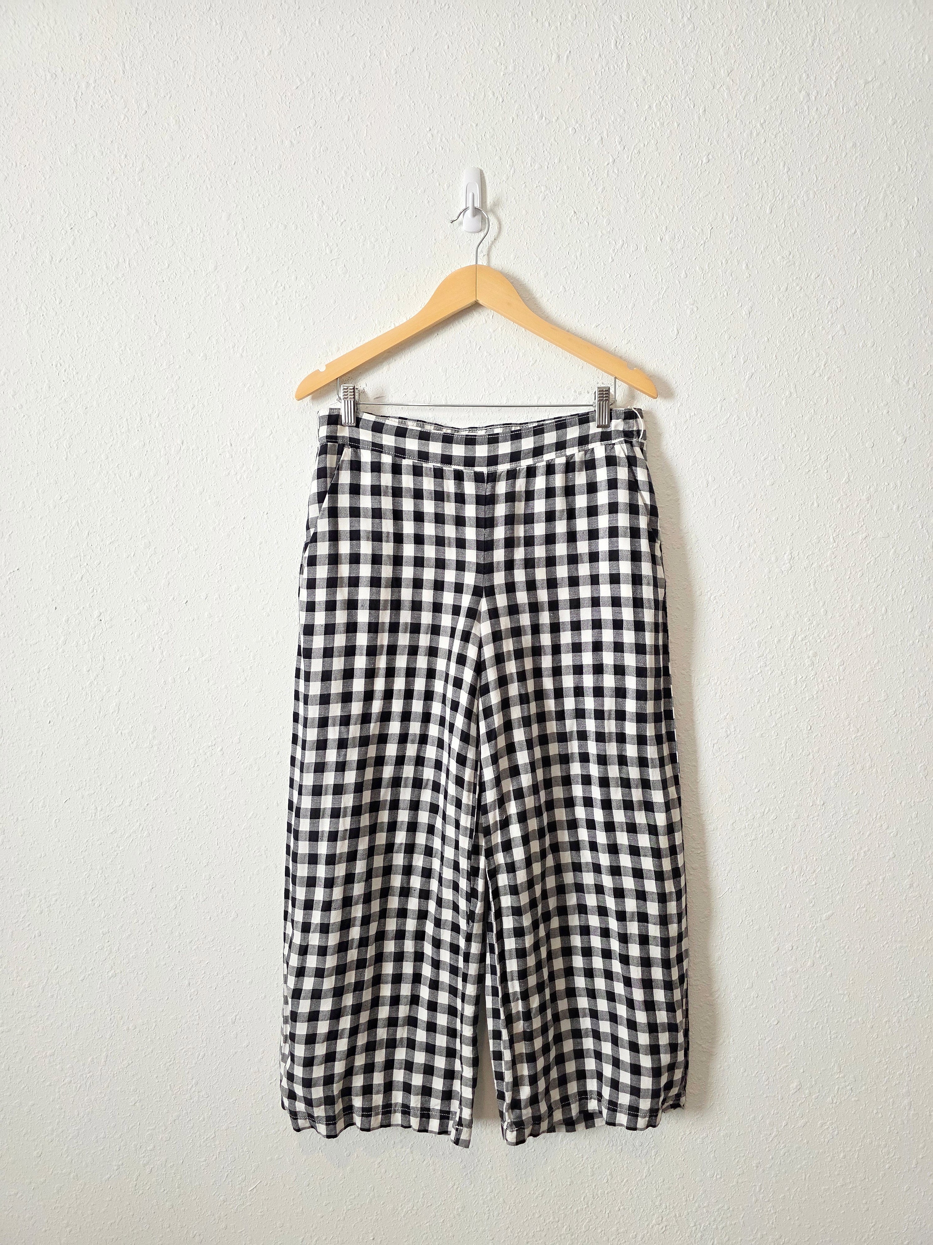 Loft Gingham Wide Leg Pants (M)