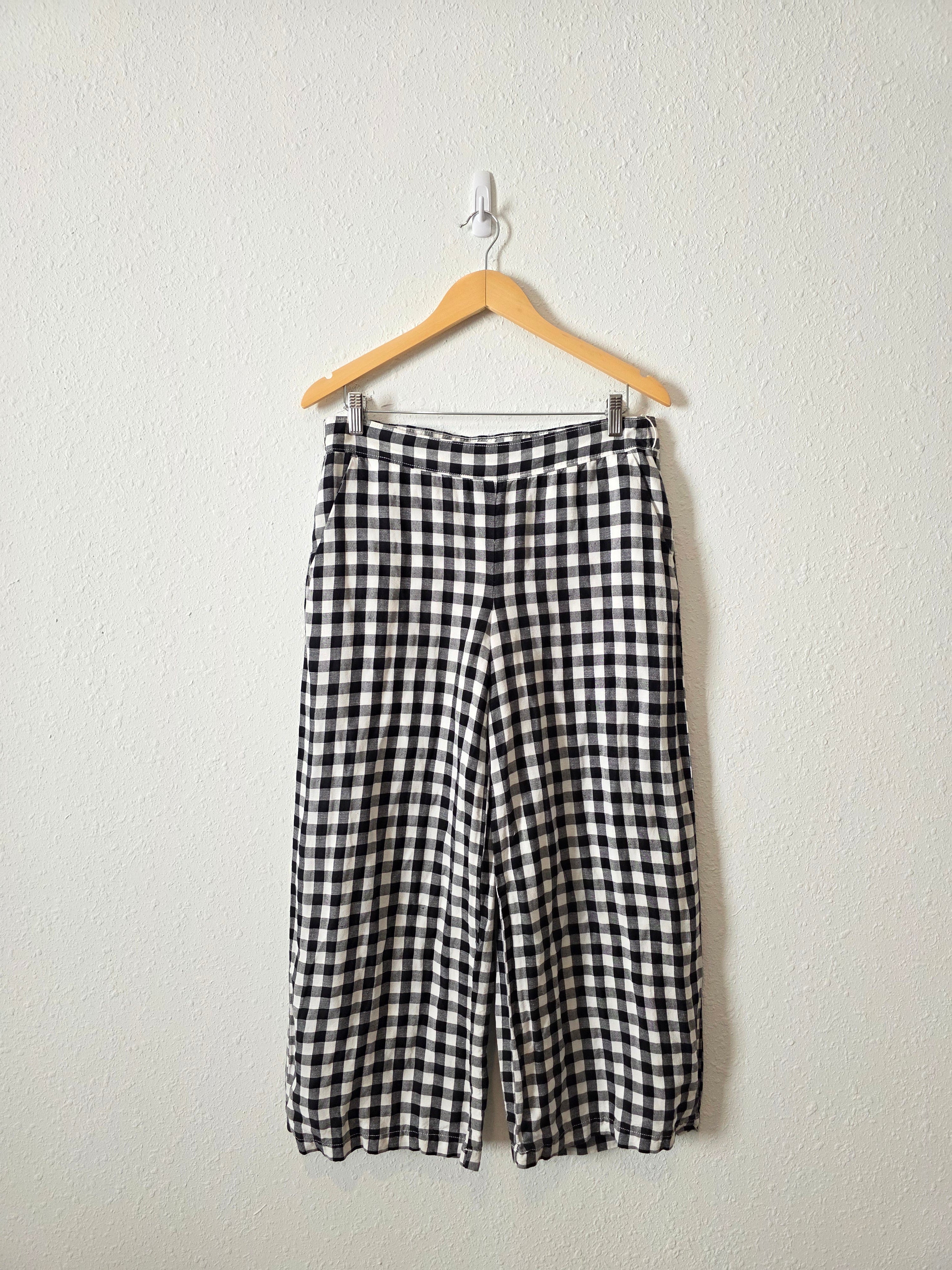 Loft Gingham Wide Leg Pants (M)
