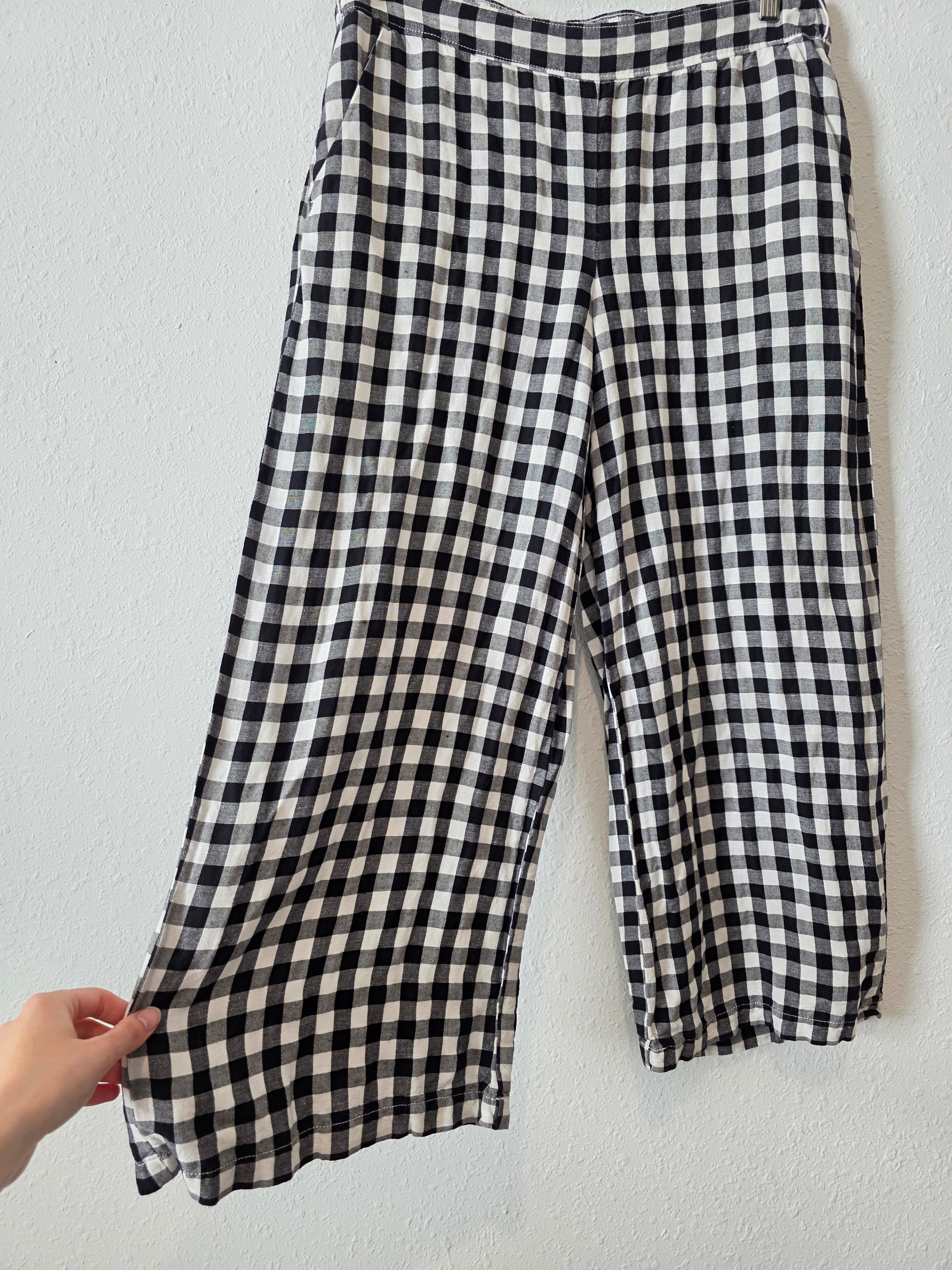 Loft Gingham Wide Leg Pants (M)