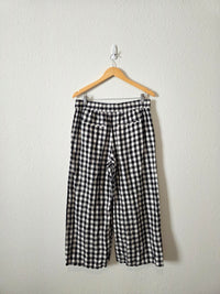Loft Gingham Wide Leg Pants (M)