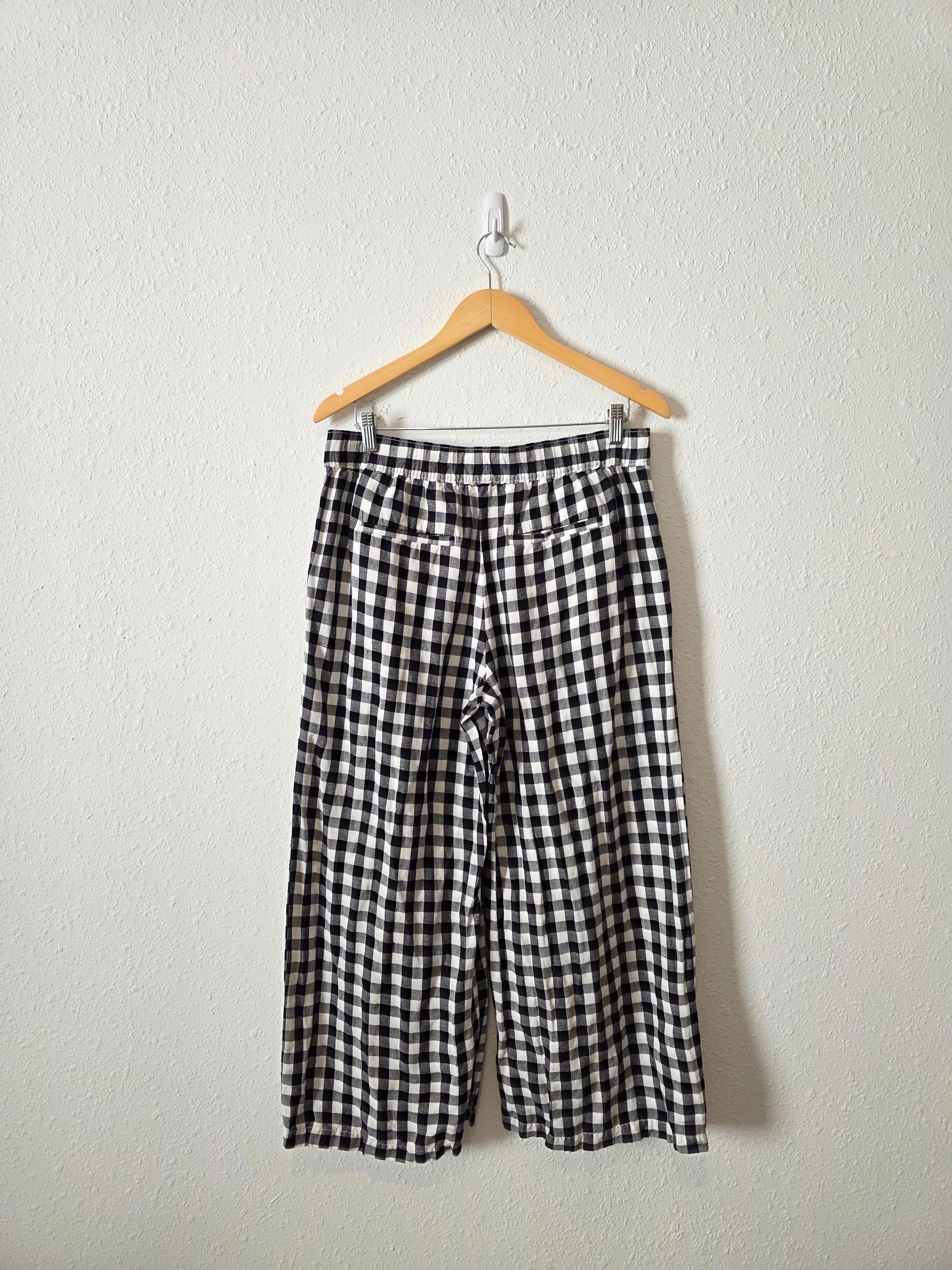 Loft Gingham Wide Leg Pants (M)