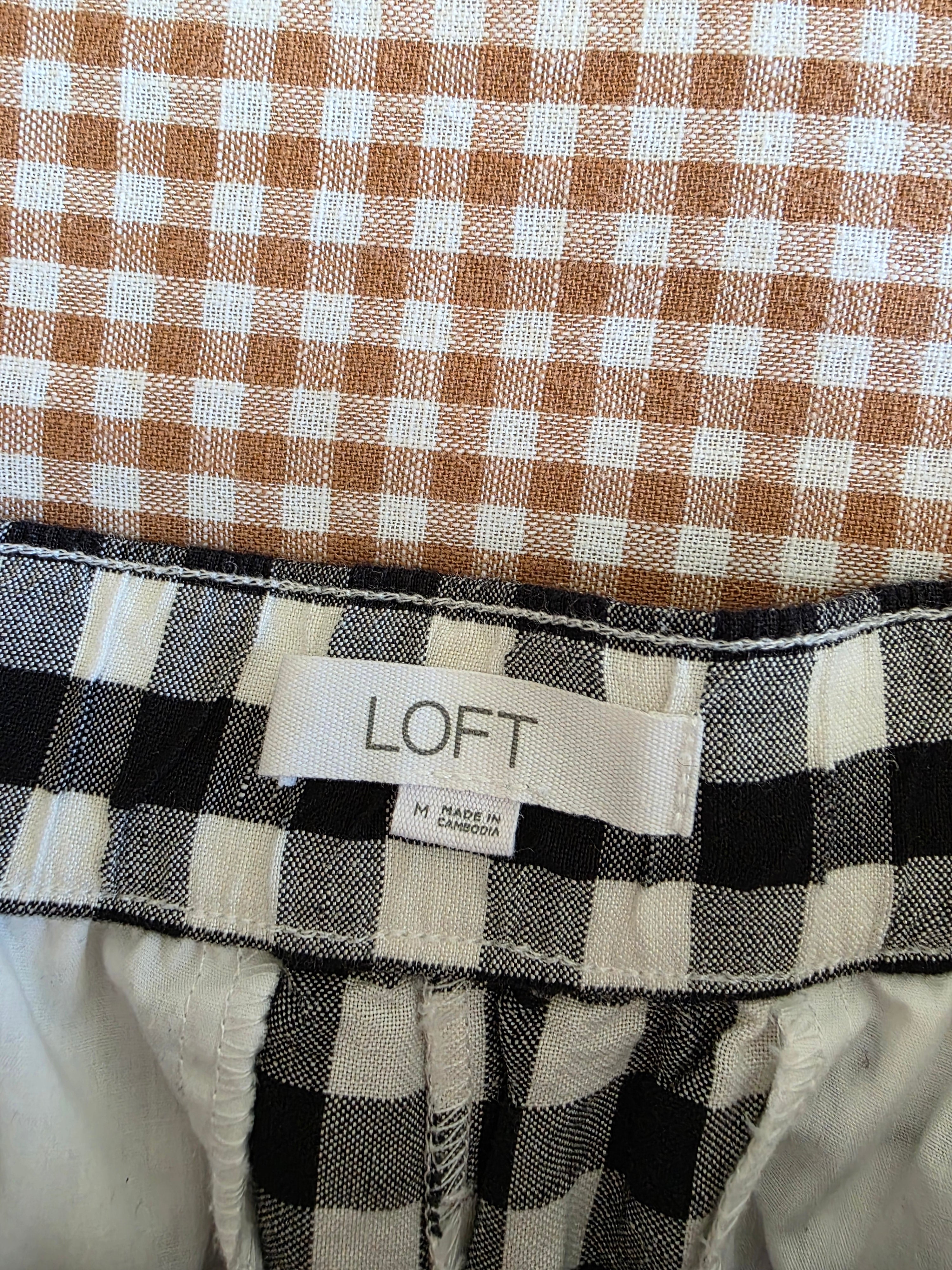 Loft Gingham Wide Leg Pants (M)