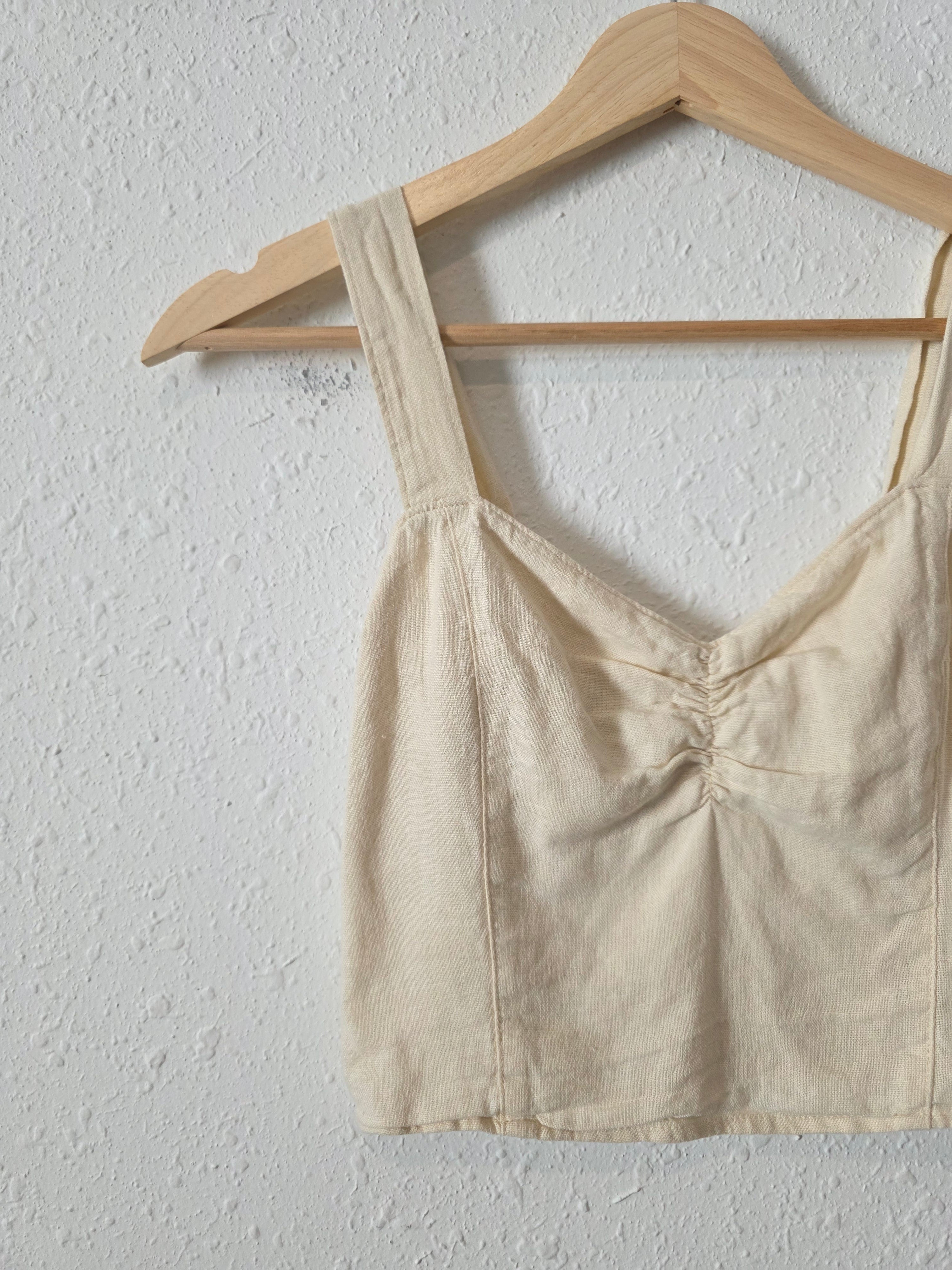 Abercrombie Crop Linen Blend Tank (XS)