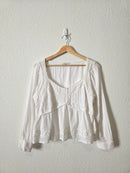 Textured Long Sleeve Babydoll Blouse (M)