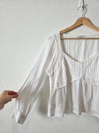 Textured Long Sleeve Babydoll Blouse (M)