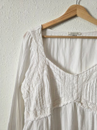 Textured Long Sleeve Babydoll Blouse (M)