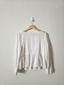 Textured Long Sleeve Babydoll Blouse (M)