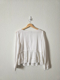 Textured Long Sleeve Babydoll Blouse (M)