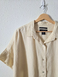 Cream Oversized Linen Button Up (XL)