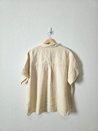 Cream Oversized Linen Button Up (XL)