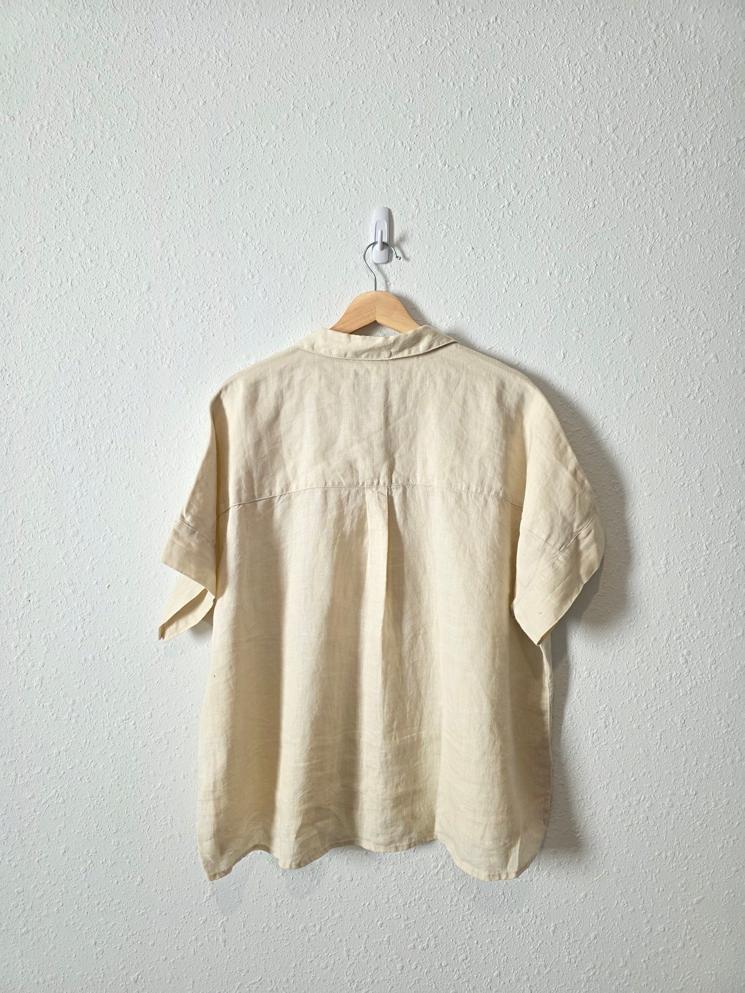 Cream Oversized Linen Button Up (XL)