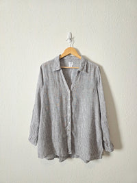 Striped Linen Button Up Shirt (1X)