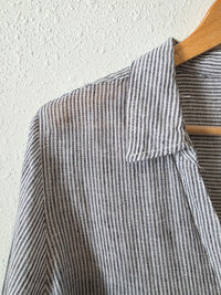 Striped Linen Button Up Shirt (1X)