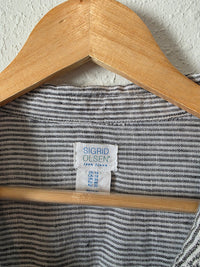 Striped Linen Button Up Shirt (1X)