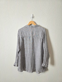 Striped Linen Button Up Shirt (1X)